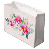 Grand Sac Cadeau Jouer Joli Bouquet de Fleur Rose (Dos Angle)