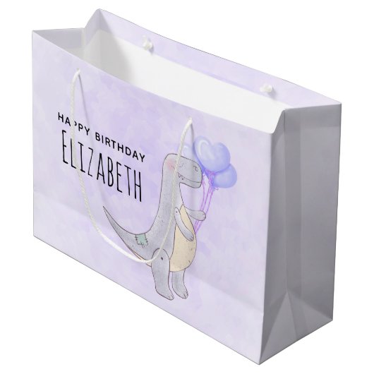 Grand Sac Cadeau Jouet à dinosaure Rex Tyrannosaurus avec ballons (Devant Angle)