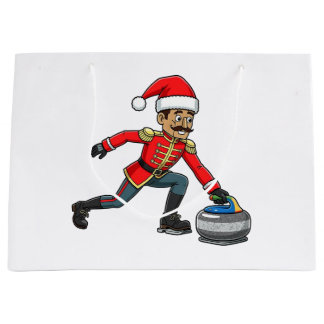 Grand Sac Cadeau Joueur de curling Casse-Noisette Fêtes Sports d'h