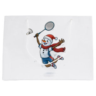 Grand Sac Cadeau Joueur de tennis bonhomme de neige Noël 2026 Vacan