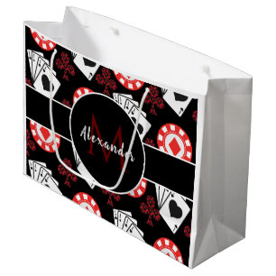 Grand Sac Cadeau Joueur Motif de thème de poker moderne Monogramme 