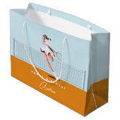 Grand Sac Cadeau Joueuse de tennis de fille Anniversaire Dessin & N (Dos Angle)