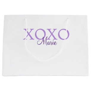Grand Sac Cadeau Jour de la Saint Valentin Xoxo ajouter nom pastel 