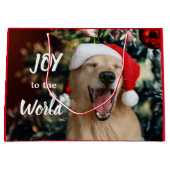 Grand Sac Cadeau Jour de Noël du chien d'or (Devant)