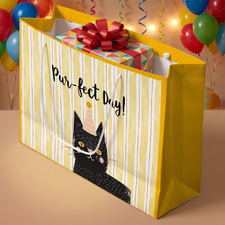 Grand Sac Cadeau Jour Parfait Chat Noir Drôle