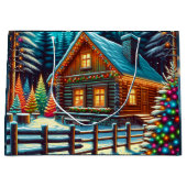 Grand Sac Cadeau Journal Cabine le soir de Noël (Devant)