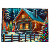 Grand Sac Cadeau Journal Cabine le soir de Noël (Dos)