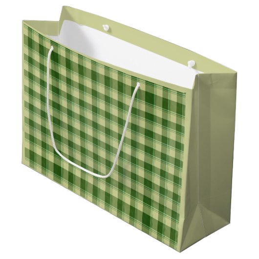 Grand Sac Cadeau Journée de la Saint Patrick à Plaid Vert (Devant Angle)