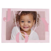 Grand Sac Cadeau JOY Blush Pink Modern Christmas | Personalized (Dos)