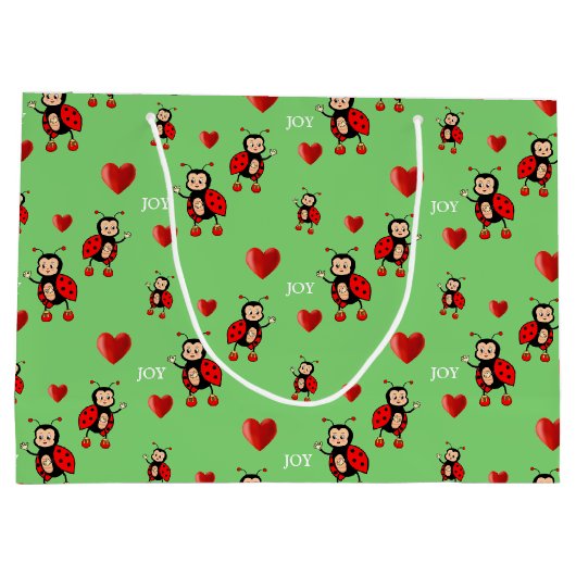 Grand Sac Cadeau Joy Texte sur le vert pâle (Dos)