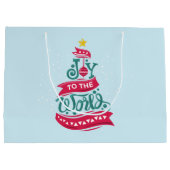 Grand Sac Cadeau Joy to the World Christmas Citation Typographie (Dos)