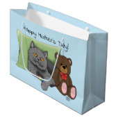 Grand Sac Cadeau Joyeuse fête des mères Gray Chat (Devant Angle)