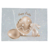 Grand Sac Cadeau Joyeuse Parties scintillant d'oeufs de lapin de Pâ (Dos)