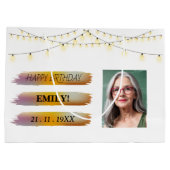 Grand Sac Cadeau Joyeuse photo d'anniversaire Elegant Black white P (Dos)