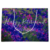 Grand Sac Cadeau Joyeuse retraite Purple Blue Florals Peint à la ma (Devant)