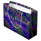 Grand Sac Cadeau Joyeuse retraite Purple Blue Florals Peint à la ma (Dos Angle)