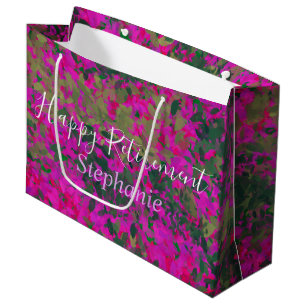 Grand Sac Cadeau Joyeuse Retraite Rose Jardin Floral Peint main