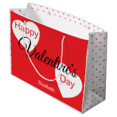 Grand Sac Cadeau Joyeuse Saint-Valentin Cœurs Points Nom (Dos Angle)