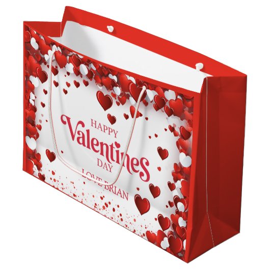 Grand Sac Cadeau Joyeuse Saint-Valentin mignonne (Devant Angle)