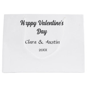 Grand Sac Cadeau Joyeuse Saint-Valentin nom date simple minimaliste