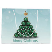 Grand Sac Cadeau Joyeuses boules de Noël Arbre Mint Pastel Design (Dos)