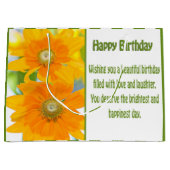 Grand Sac Cadeau Joyeuses Daises Jaunes D'Anniversaire Avec Voeux D (Devant)