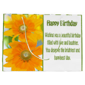 Grand Sac Cadeau Joyeuses Daises Jaunes D'Anniversaire Avec Voeux D (Dos)