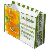 Grand Sac Cadeau Joyeuses Daises Jaunes D'Anniversaire Avec Voeux D (Devant Angle)