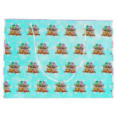 Grand Sac Cadeau Joyeuses fêtes, Chouettes festives avec des flocon (Dos)