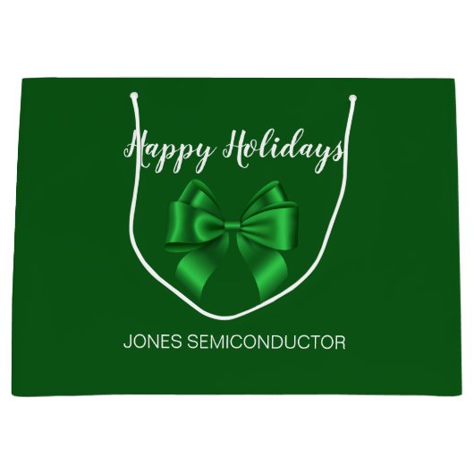 Grand Sac Cadeau Joyeuses Fêtes Élégant Vert (Devant)