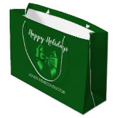 Grand Sac Cadeau Joyeuses Fêtes Élégant Vert (Dos Angle)