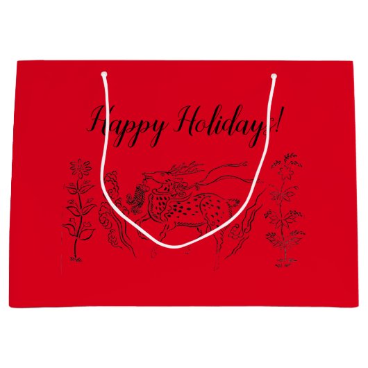 Grand Sac Cadeau Joyeuses fêtes ! Red (Devant)