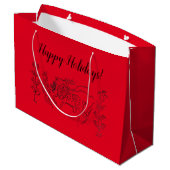 Grand Sac Cadeau Joyeuses fêtes ! Red (Dos Angle)