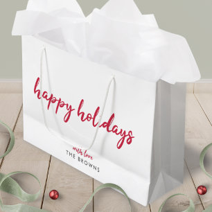Grand Sac Cadeau Joyeuses fêtes Script minimaliste moderne de Noë