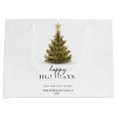 Grand Sac Cadeau Joyeuses fêtes Typographie sapin de Noël (Devant)