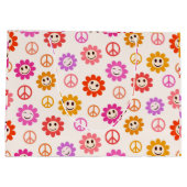 Grand Sac Cadeau Joyeuses Fleurs souriantes motif avec des signes d (Dos)