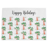 Grand Sac Cadeau Joyeuses vacances Palm Tree Noël (Devant)