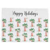 Grand Sac Cadeau Joyeuses vacances Palm Tree Noël (Dos)