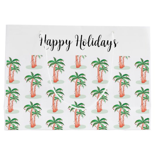 Grand Sac Cadeau Joyeuses vacances Palm Tree Noël (Dos)