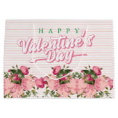 Grand Sac Cadeau Joyeuses Valentines aux fleurs (Devant)