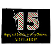 Grand Sac Cadeau Joyeux 15e anniversaire & Joyeux Noël, Nom personn (Dos)