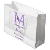 Grand Sac Cadeau Joyeux 16e anniversaire violet ajouter nom monogra (Devant Angle)