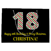 Grand Sac Cadeau Joyeux 18e anniversaire & Joyeux Noël, Nom personn (Dos)
