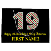 Grand Sac Cadeau Joyeux 19e anniversaire & Joyeux Noël, Nom personn (Dos)