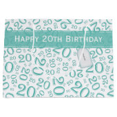 Grand Sac Cadeau Joyeux 20e anniversaire Random Number Motif Turquo (Devant)