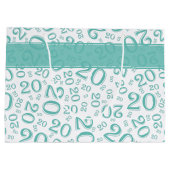 Grand Sac Cadeau Joyeux 20e anniversaire Random Number Motif Turquo (Dos)