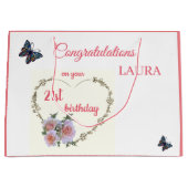 Grand Sac Cadeau Joyeux 21e anniversaire design (Devant)