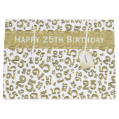 Grand Sac Cadeau Joyeux 25e anniversaire Gold Random Numéro Motif (Devant)