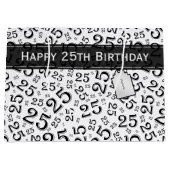 Grand Sac Cadeau Joyeux 25e anniversaire noir/blanc Motif numérique (Devant)