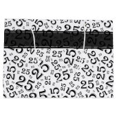 Grand Sac Cadeau Joyeux 25e anniversaire noir/blanc Motif numérique (Dos)